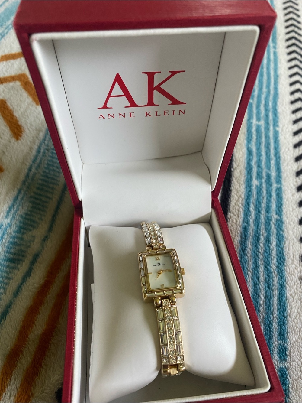 Anne Klein Gold and Crystal Bracelet Watch